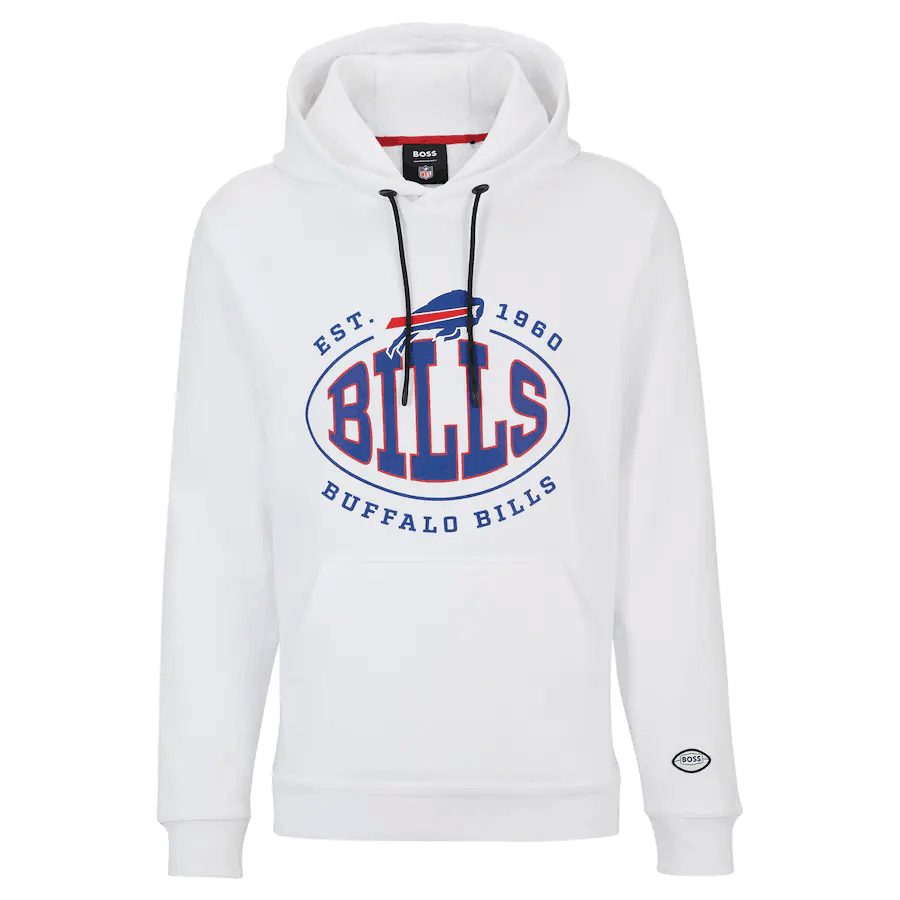 Men's Buffalo Bills White BOSS X Touchback Pullover Hoodie Men's Buffalo Bills White BOSS X Touchback Pullover Hoodie